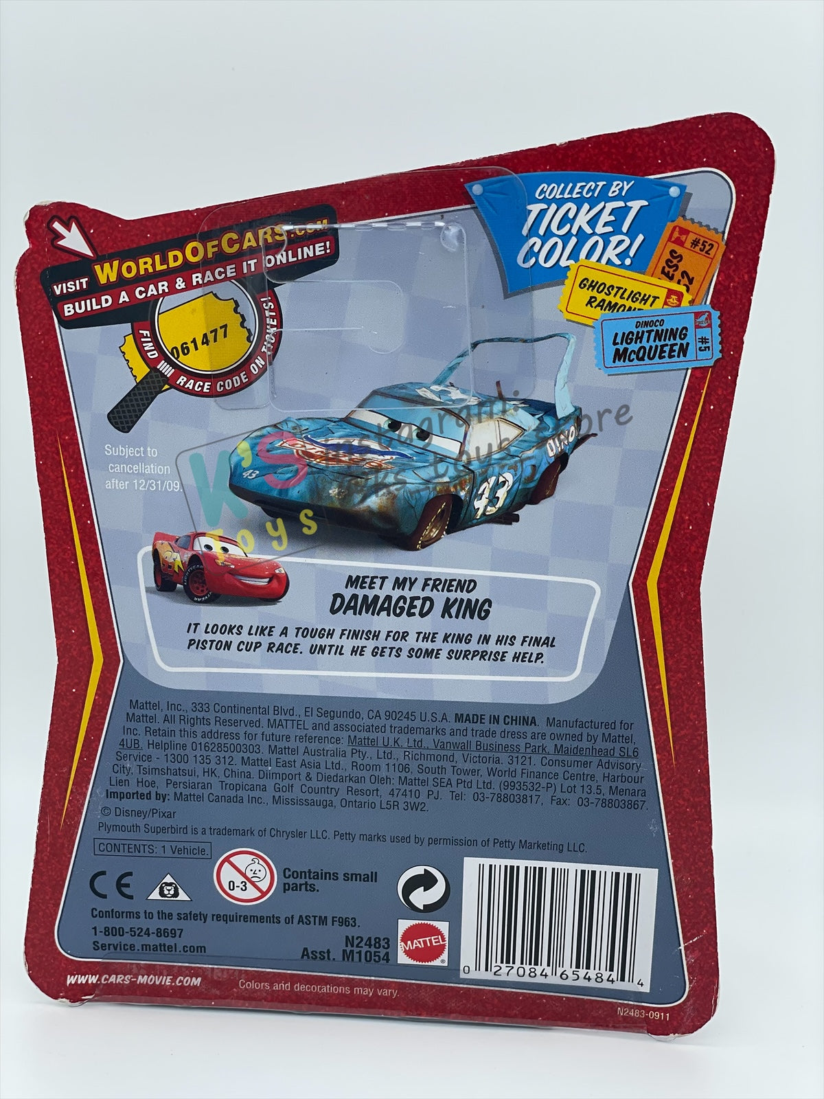 DISNEY PIXAR CARS 1:55 BY MATTEL, JERRY DRIVECHAIN TANK COAT PITTY - RACE ORAMA - BNIP