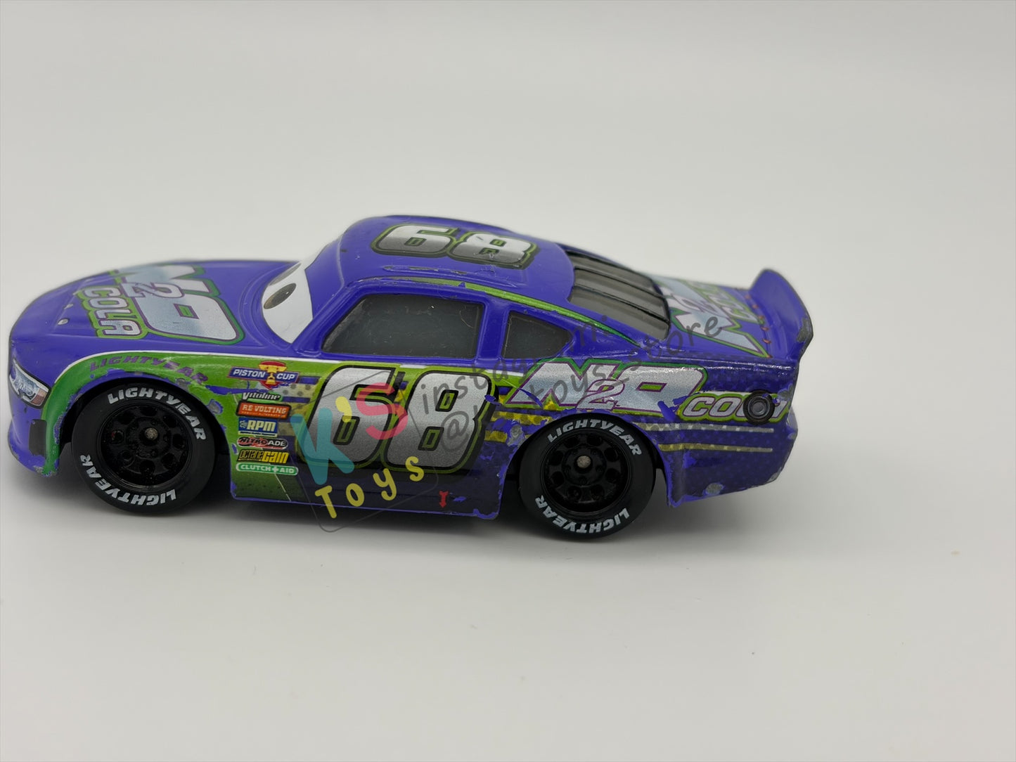 PRE-OWNED / LOOSE DISNEY PIXAR CARS 1:55 BY MATTEL - "PARKER BRAKESTON (NO 2 COLA #68)" CARS 3 PISTON CUP RACERS SERIES - PLAYED CONDITION