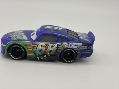 PRE-OWNED / LOOSE DISNEY PIXAR CARS 1:55 BY MATTEL - "PARKER BRAKESTON (NO 2 COLA #68)" CARS 3 PISTON CUP RACERS SERIES - PLAYED CONDITION
