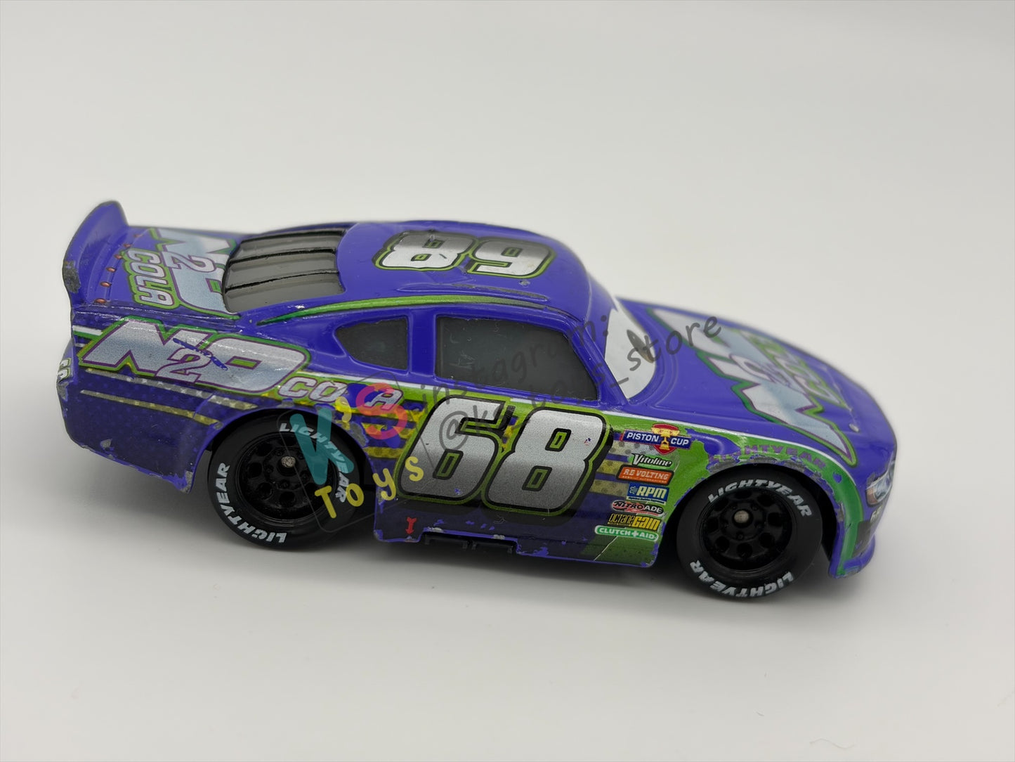 PRE-OWNED / LOOSE DISNEY PIXAR CARS 1:55 BY MATTEL - "PARKER BRAKESTON (NO 2 COLA #68)" CARS 3 PISTON CUP RACERS SERIES - PLAYED CONDITION