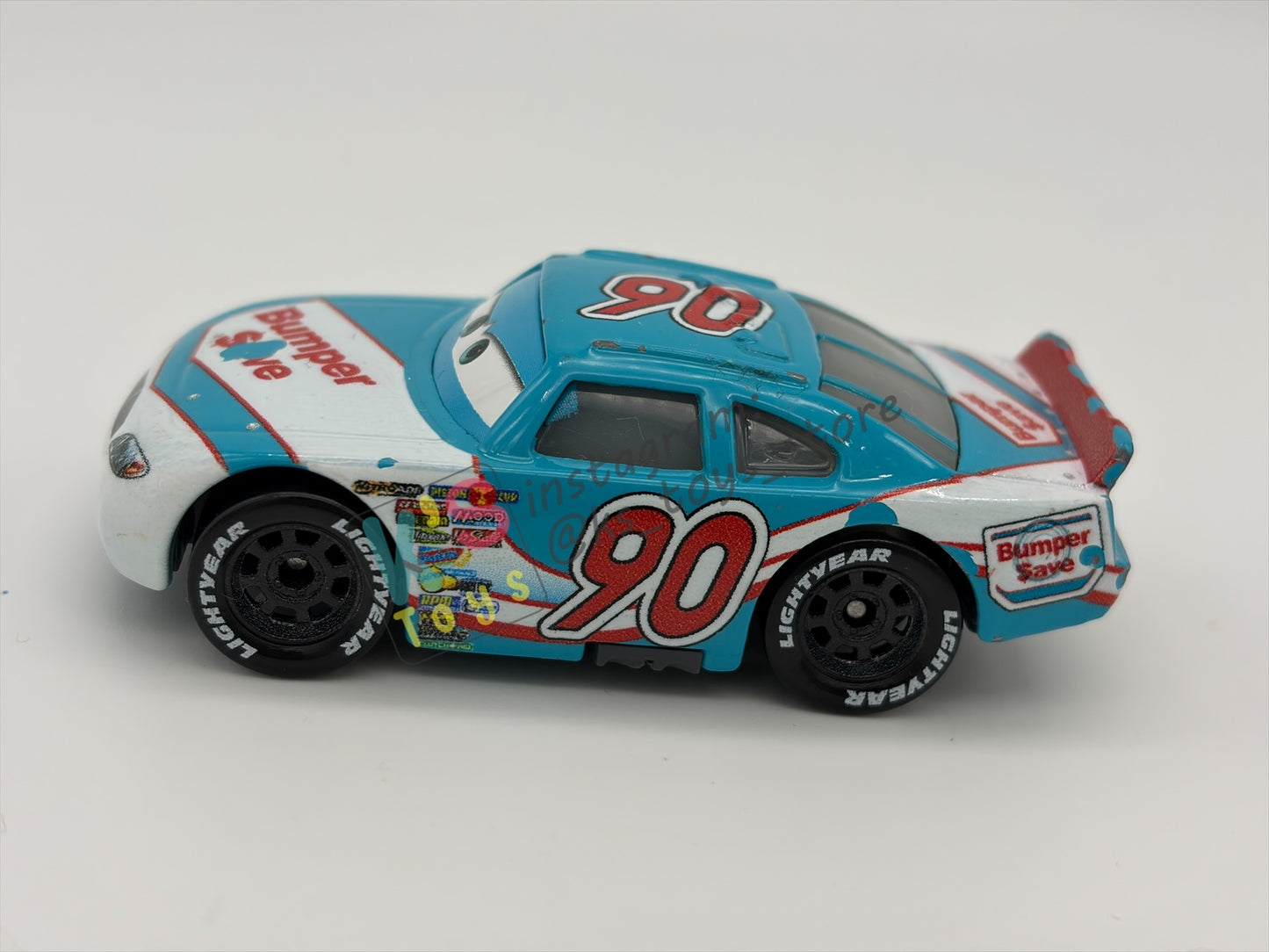 PRE-OWNED / LOOSE DISNEY PIXAR CARS - "Ponchy Wipeout (Bumper save #90)" CARS SERIES - PLAYED CONDITION - READ DESCRIPTION!!!!!!!!!!