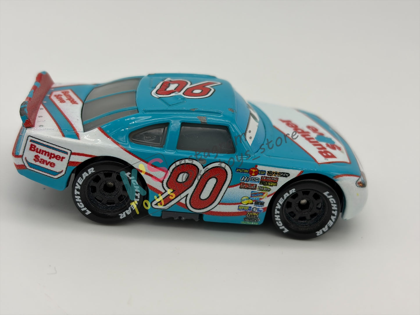 PRE-OWNED / LOOSE DISNEY PIXAR CARS - "Ponchy Wipeout (Bumper save #90)" CARS SERIES - PLAYED CONDITION - READ DESCRIPTION!!!!!!!!!!