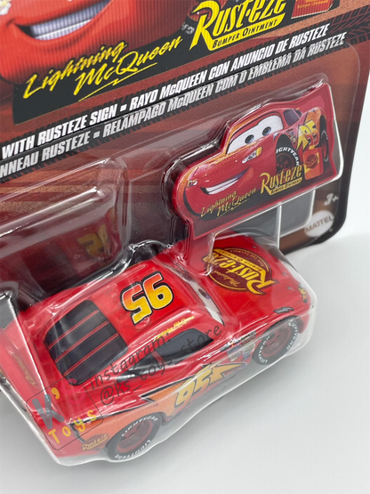 DISNEY PIXAR CARS BY MATTEL - "LIGHTNING MCQUEEN WITH RUSTEZE SIGN"  2025 RE-RELEASED - BNIP