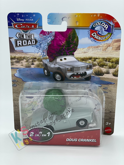 COLOR CHANGERS Disney Pixar Cars by MATTEL, DOUG CRANKEL (GREEN/PURPLE) - BNIP