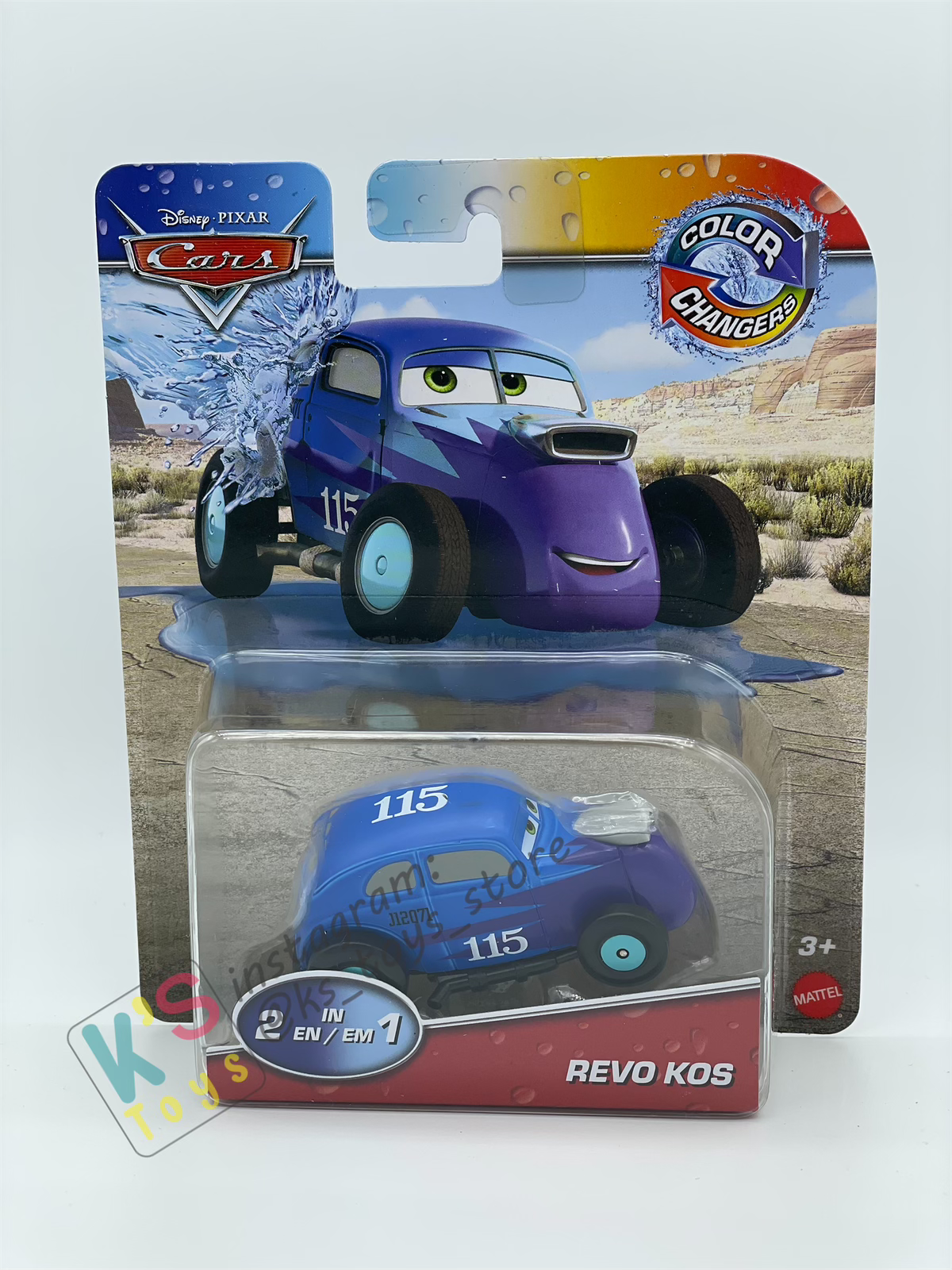 COLOR CHANGERS Disney Pixar Cars by MATTEL, REVO KOS (LIGHT BLUE/DARK BLUE) - BNIP