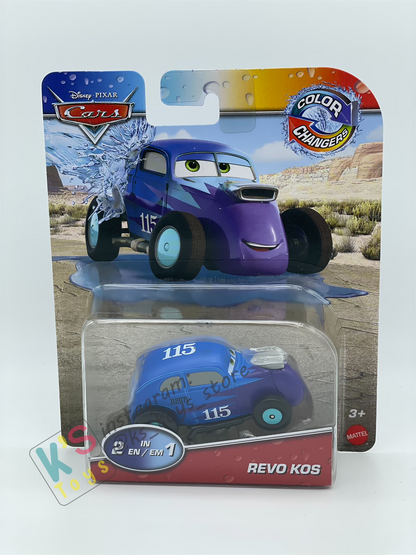 COLOR CHANGERS Disney Pixar Cars by MATTEL, REVO KOS (LIGHT BLUE/DARK BLUE) - BNIP