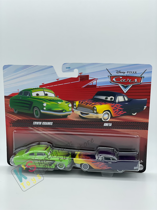 Disney Pixar Cars 1:55 by Mattel 2-Pack EDWIN KRANKS and GRETA - BNIP