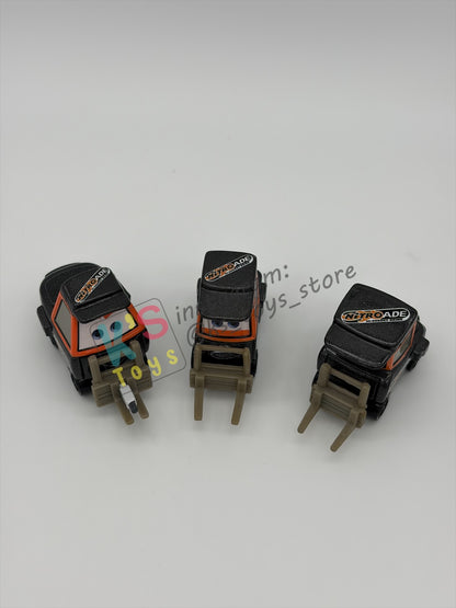 PRE-OWNED / LOOSE DISNEY PIXAR CARS - "NITROADE WIDE PITTY WITH TOOL, NITROADE THIN PITTY, HUGO FAST (NITROADE PITTY)" FROM 4-PACK TEAM NITROADE CREW GIFT PACK CARS 1 - PRE-OWNED IN GOOD CONDITION - READ DESCRIPTION!!!!!!