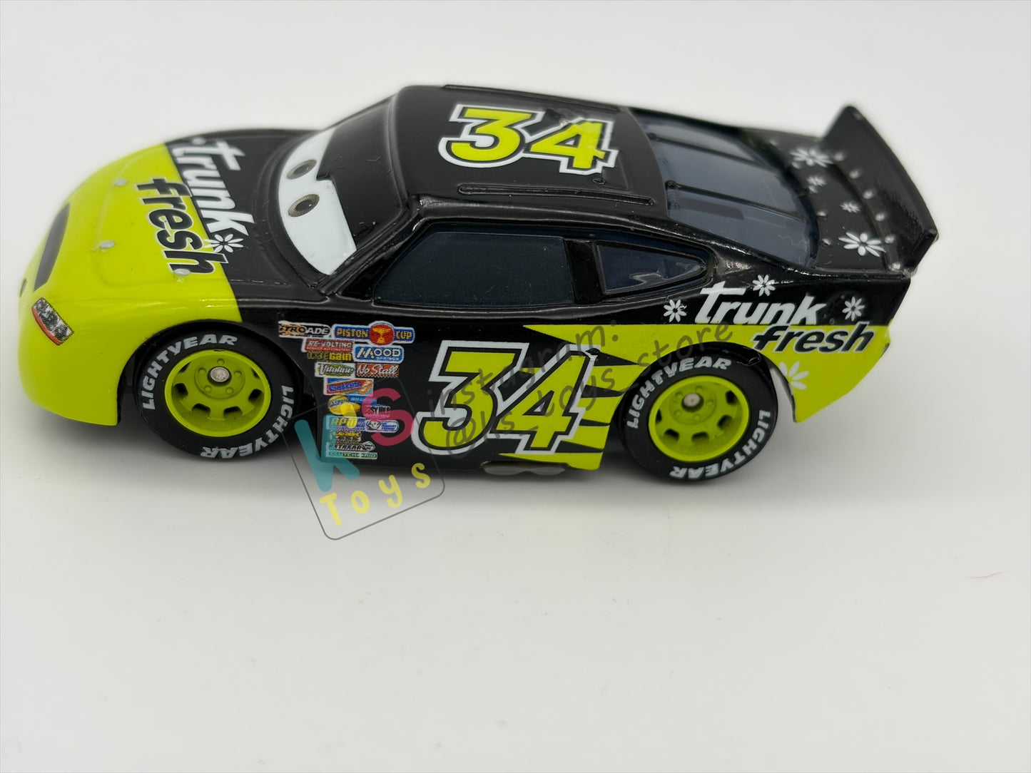 PRE-OWNED / LOOSE DISNEY PIXAR CARS BY MATTEL - "TRUNK FRESH RUBBER TIRES" - SYNTHETIC RUBBER TIRES SERIES - GOOD CONDITION - READ DESCRIPTION!!!!!!!!!!
