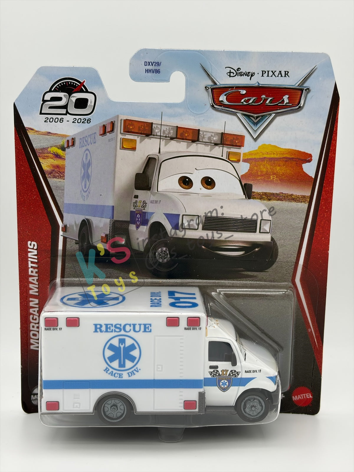 DISNEY PIXAR CARS BY MATTEL, "MORGAN MARTINS" - 2026 RE-RELEASED 20TH ANNIVERSARY CARD - BNIP