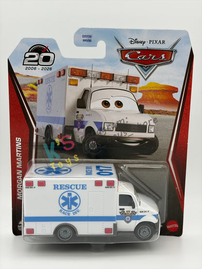 DISNEY PIXAR CARS BY MATTEL, "MORGAN MARTINS" - 2026 RE-RELEASED 20TH ANNIVERSARY CARD - BNIP