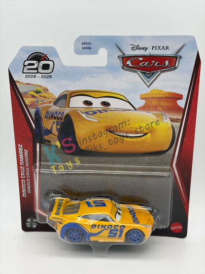 DISNEY PIXAR CARS BY MATTEL - "DINOCO CRUZ RAMIREZ" 2026 RE-RELEASED 20TH ANNIVERSARY CARD - BNIP