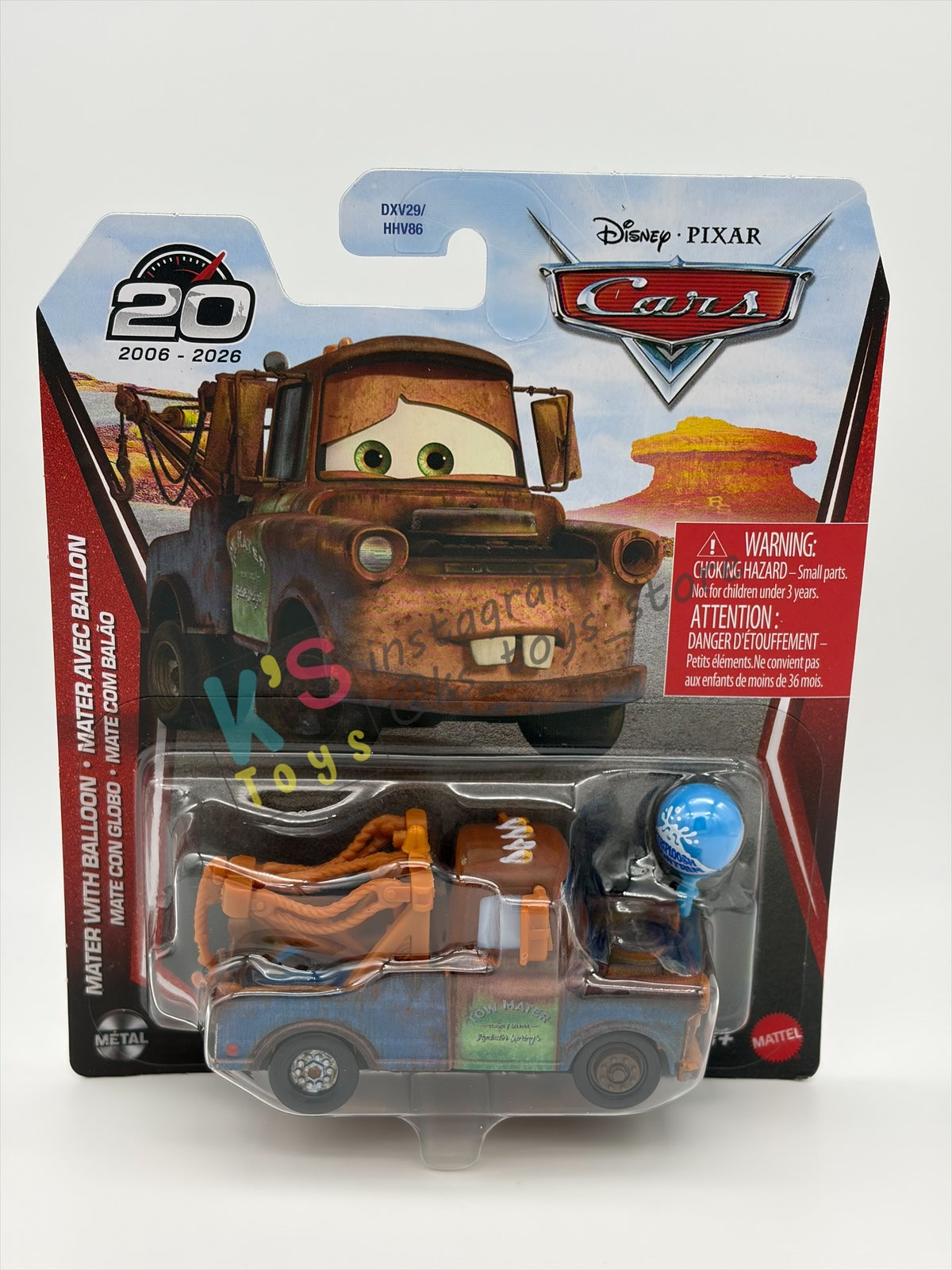 DISNEY PIXAR CARS BY MATTEL - "MATER WITH BALLOON" 2026 RE-RELEASED 20TH ANNIVERSARY CARD - BNIP