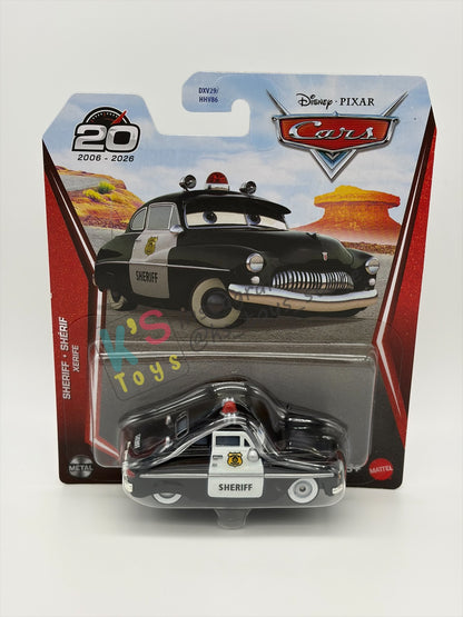 DISNEY PIXAR CARS BY MATTEL - "SHERIFF" CARS 1 - 2026 RE-RELEASED 20TH ANNIVERSARY CARD - BNIP