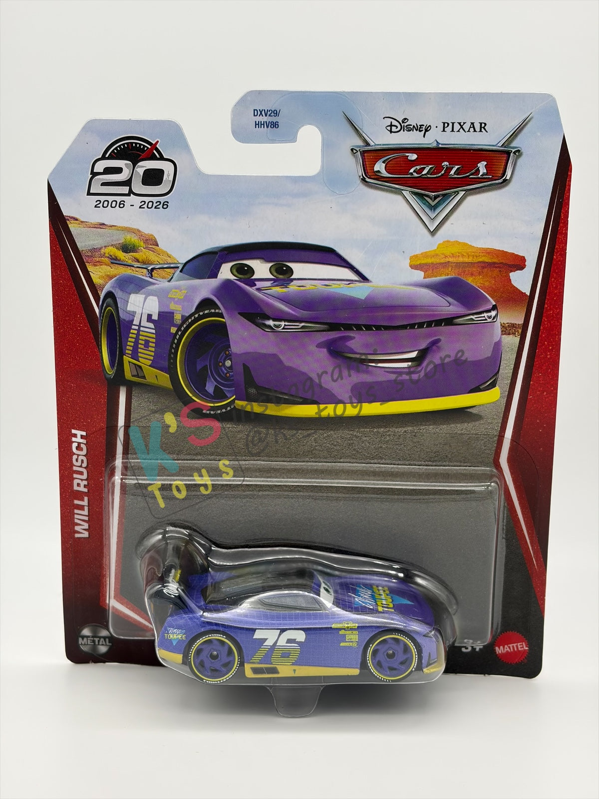 DISNEY PIXAR CARS BY MATTEL 1:55, "WILL RUSCH VARIANT'" - 2026 RE-RELEASED 20TH ANNIVERSARY CARD - BNIP