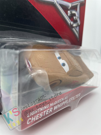 Disney Pixar Cars 1:55 by MATTEL, LIGHTNING MCQUEEN AS CHESTER WHIPPLEFILTER, CARS 3 - BNIP