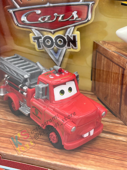 DISNEY PIXAR CARS BY MATTEL - CARS TOON RESCUE SQUAD MATER 4-PACK GIFT SET "RESCUE SQUAD MATER, RESCUE SQUAD CHOPPER, DALMATIAN MIA AND DALMATIAN TIA" - BNIB