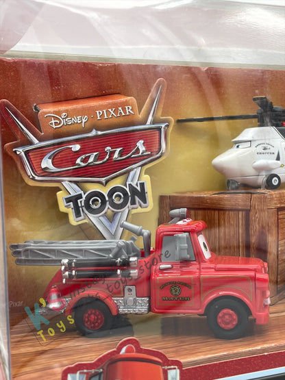 DISNEY PIXAR CARS BY MATTEL - CARS TOON RESCUE SQUAD MATER 4-PACK GIFT SET "RESCUE SQUAD MATER, RESCUE SQUAD CHOPPER, DALMATIAN MIA AND DALMATIAN TIA" - BNIB