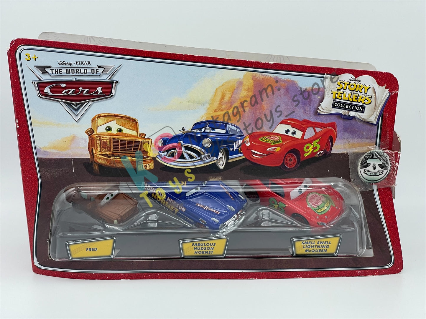 STORY TELLERS DISNEY PIXAR CARS BY MATTEL, 3 PACK "FRED, FABULOUS HUDSON HORNET, SMELL SWELL LIGHTNING MCQUEEN" - BNIP
