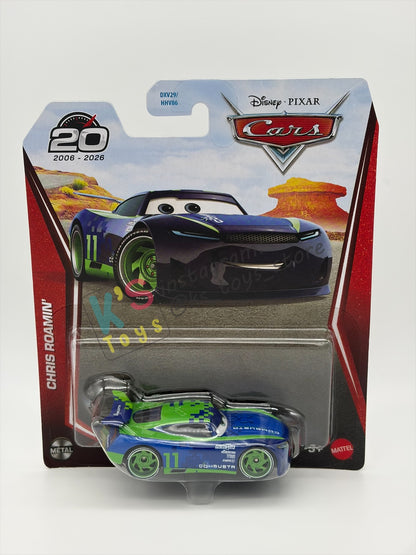 DISNEY PIXAR CARS BY MATTEL 1:55, "CHRIS ROAMIN'" - 2026 RE-RELEASED 20TH ANNIVERSARY CARD - BNIP