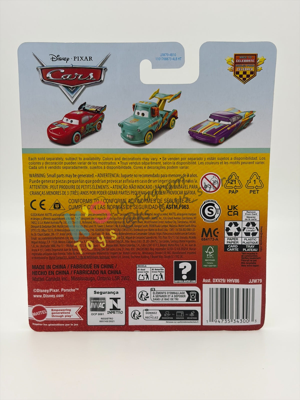 DISNEY PIXAR CARS BY MATTEL 1:55, "RACE TO CELEBRATE SALLY" - RACE TO CELEBRATE SERIES - BNIP