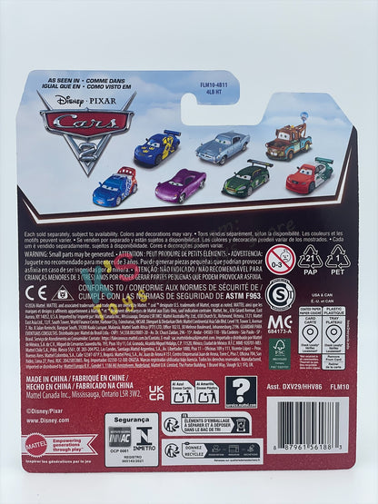 DISNEY PIXAR CARS BY MATTEL 1:55, "FRANCESCO BERNOULLI (VARIANT)"- 2026 RE-RELEASED 20TH ANNIVERSARY CARD - BNIP