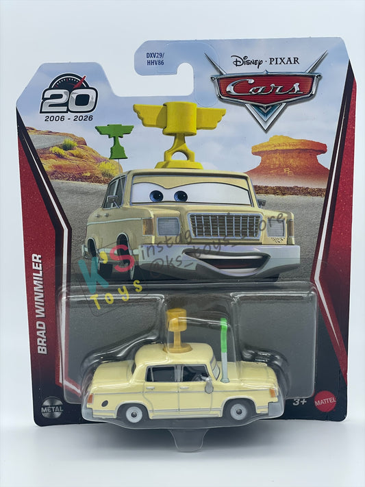 DISNEY PIXAR CARS BY MATTEL 1:55, "BRAD WINMILER" - 2026 RE-RELEASED 20TH ANNIVERSARY CARD - BNIP