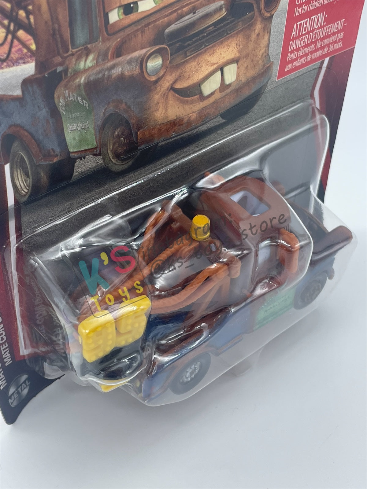 DISNEY PIXAR CARS BY MATTEL 1:55, "MATER WITH #95 HAT" - 2026 RE-RELEASED 20TH ANNIVERSARY CARD - BNIP