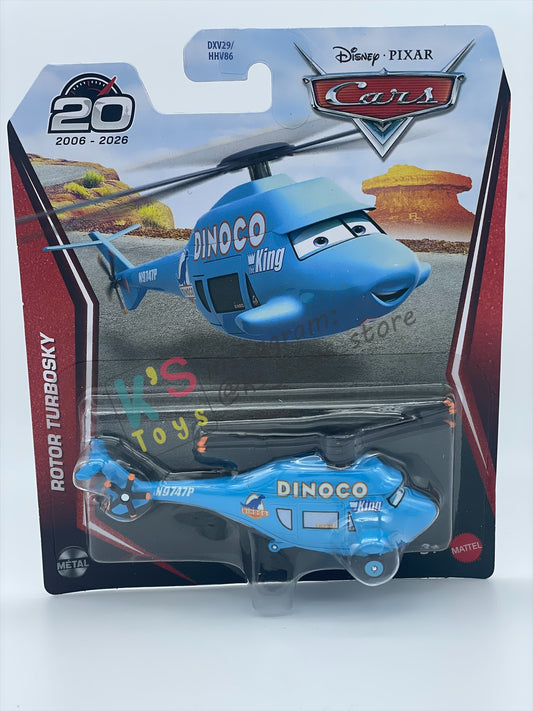 DISNEY PIXAR CARS BY MATTEL 1:55, "ROTOR TURBOSKY" - 2026 RE-RELEASED 20TH ANNIVERSARY CARD - BNIP
