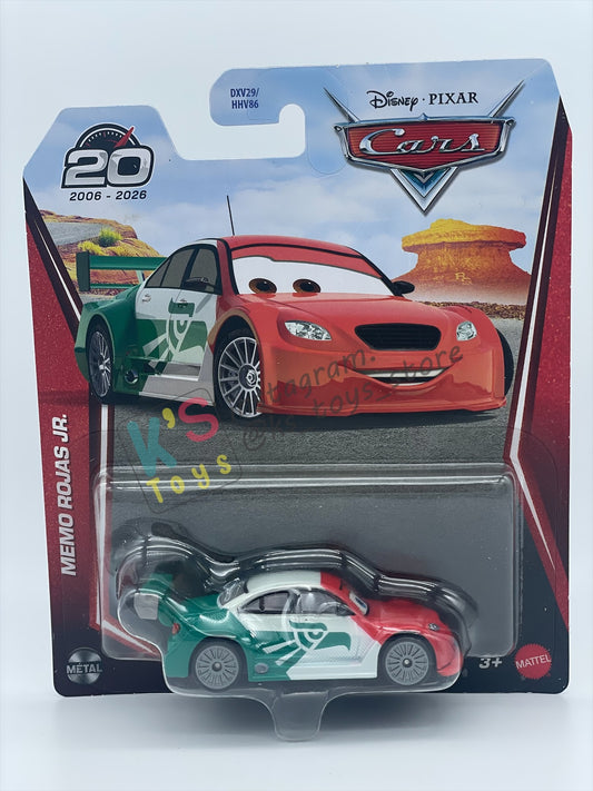 DISNEY PIXAR CARS BY MATTEL 1:55, "MEMO ROJAS JR" - 2026 RE-RELEASED 20TH ANNIVERSARY CARD - BNIP