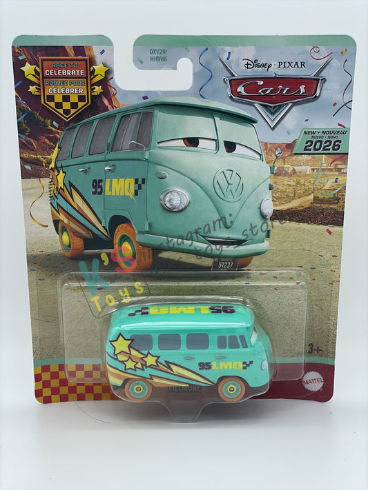 DISNEY PIXAR CARS BY MATTEL 1:55, "RACE TO CELEBRATE FILLMORE" - RACE TO CELEBRATE SERIES - BNIP