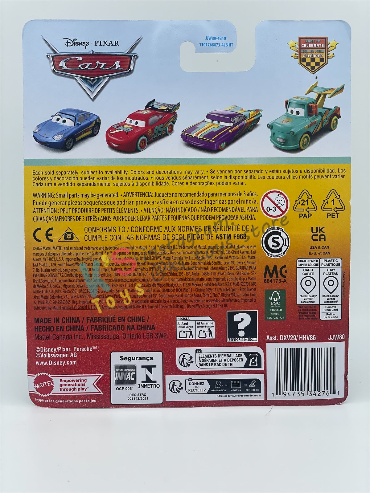 DISNEY PIXAR CARS BY MATTEL 1:55, "RACE TO CELEBRATE FILLMORE" - RACE TO CELEBRATE SERIES - BNIP