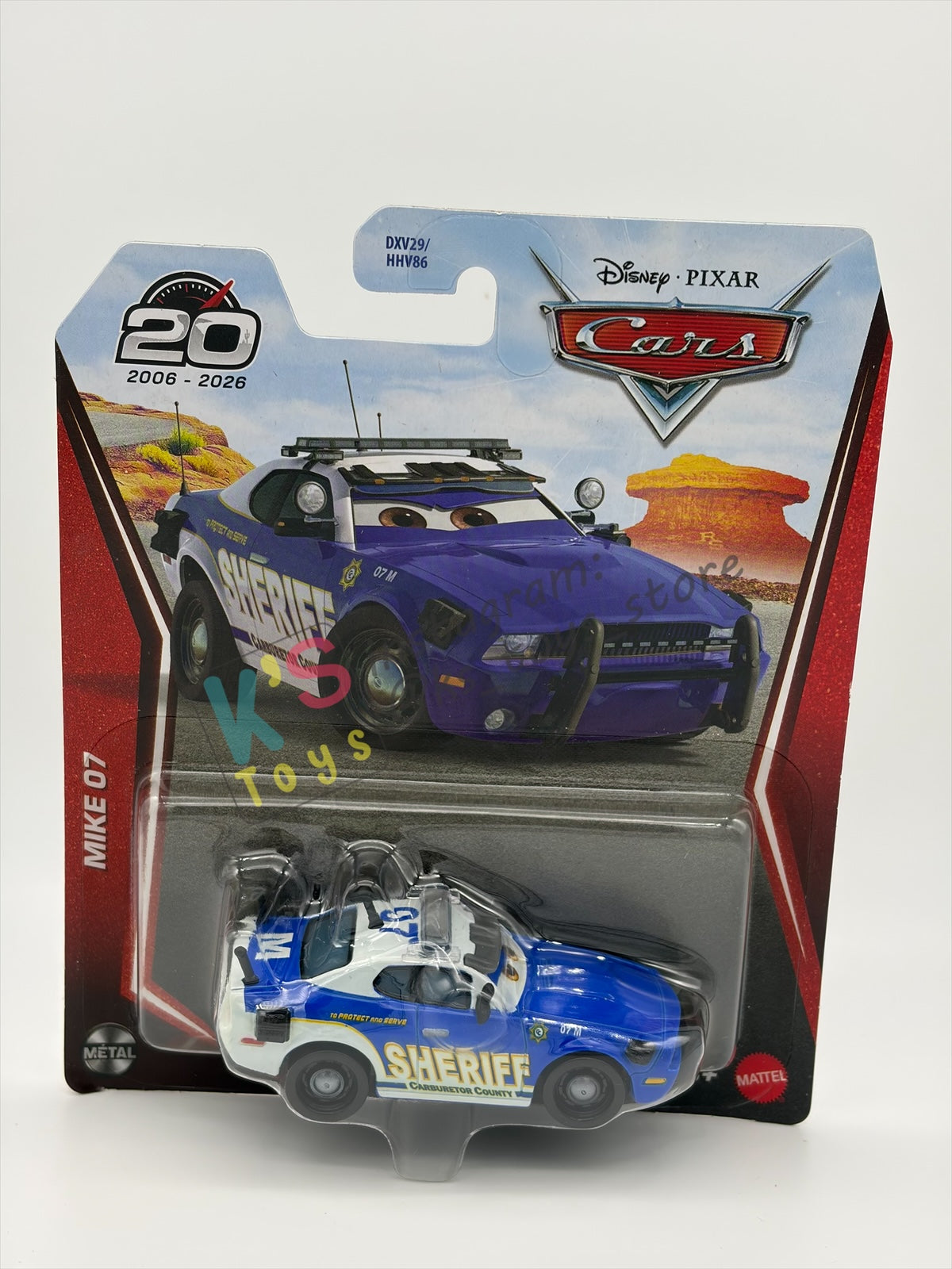 DISNEY PIXAR CARS BY MATTEL 1:55, "MIKE 07" - 2026 RE-RELEASED 20TH ANNIVERSARY CARD - BNIP
