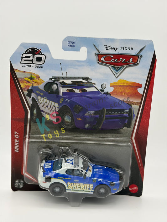 DISNEY PIXAR CARS BY MATTEL 1:55, "MIKE 07" - 2026 RE-RELEASED 20TH ANNIVERSARY CARD - BNIP