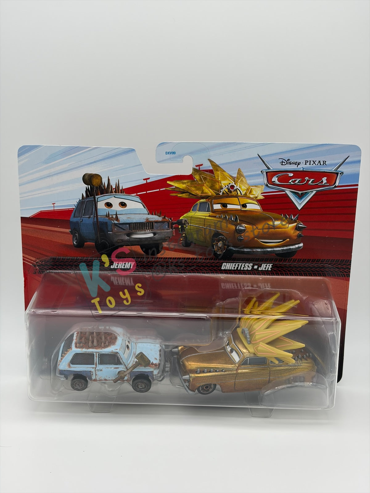 Disney Pixar Cars 1:55 by Mattel 2-Pack "JEREMY & CHIEFTESS" - 2023 RE-RELEASED - BNIP