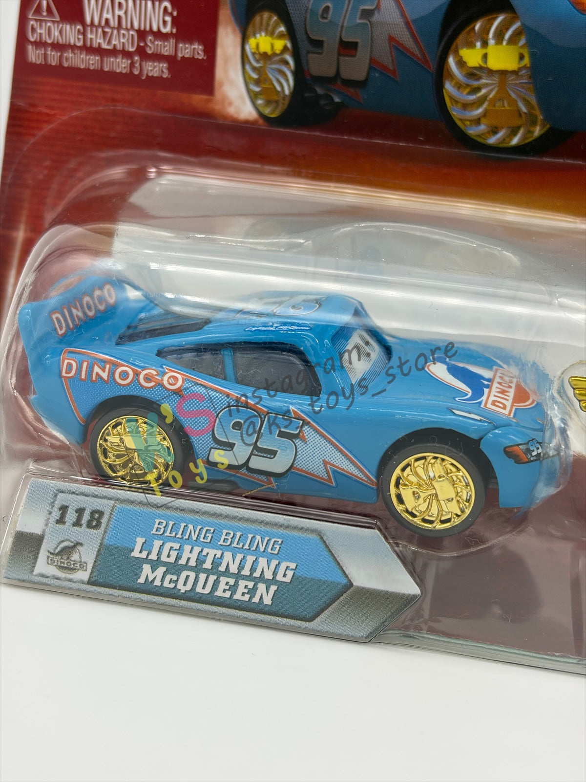 DISNEY PIXAR CARS BY MATTEL 1:55, "BLING BLING LIGHTNING MCQUEEN WITH GOLDEN WHEELS AND PISTON CUP (LENTICULAR)" - CHASE LENTICULAR SERIES - BNIP