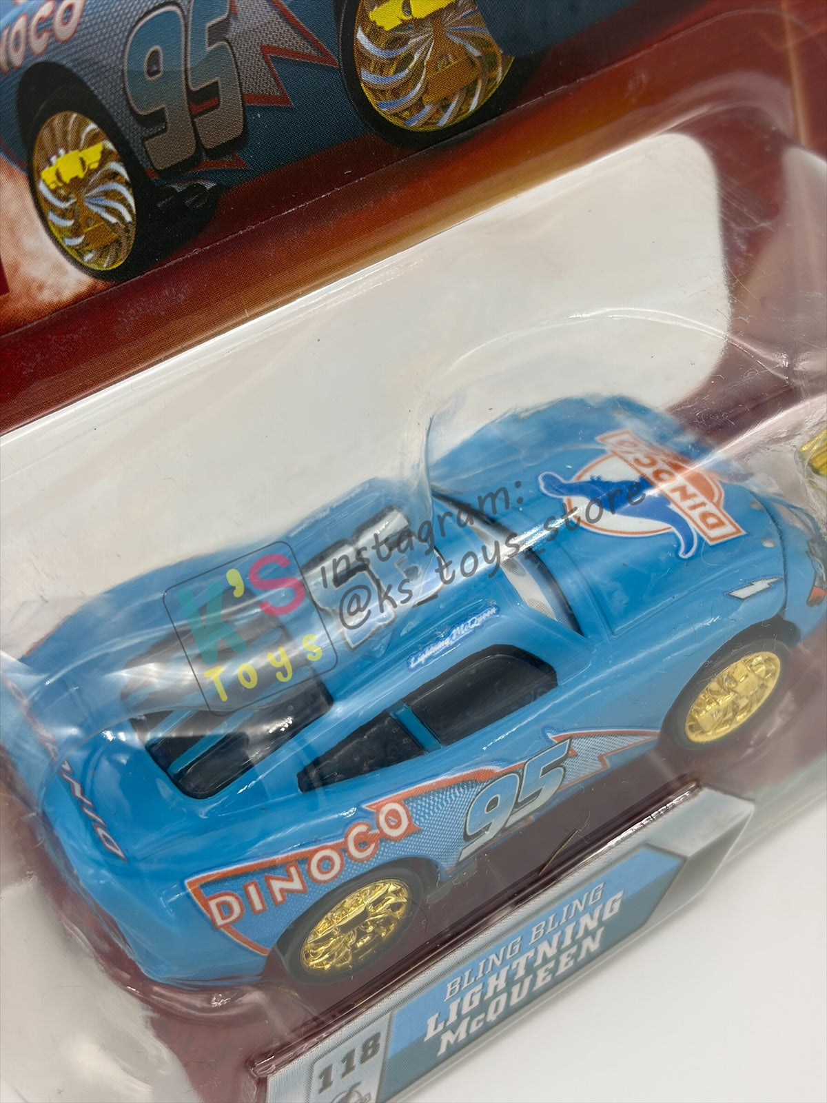 DISNEY PIXAR CARS BY MATTEL 1:55, "BLING BLING LIGHTNING MCQUEEN WITH GOLDEN WHEELS AND PISTON CUP (LENTICULAR)" - CHASE LENTICULAR SERIES - BNIP