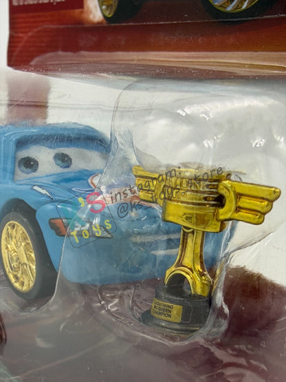 DISNEY PIXAR CARS BY MATTEL 1:55, "BLING BLING LIGHTNING MCQUEEN WITH GOLDEN WHEELS AND PISTON CUP (LENTICULAR)" - CHASE LENTICULAR SERIES - BNIP