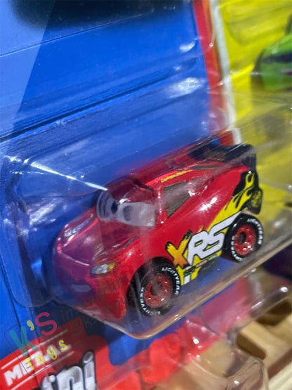 MINI RACERS DISNEY PIXAR CARS 3-PACK XRS TIM TREADLESS, XRS BRICK YARDLEY, AND XRS LIGHTNING MCQUEEN - BNIP