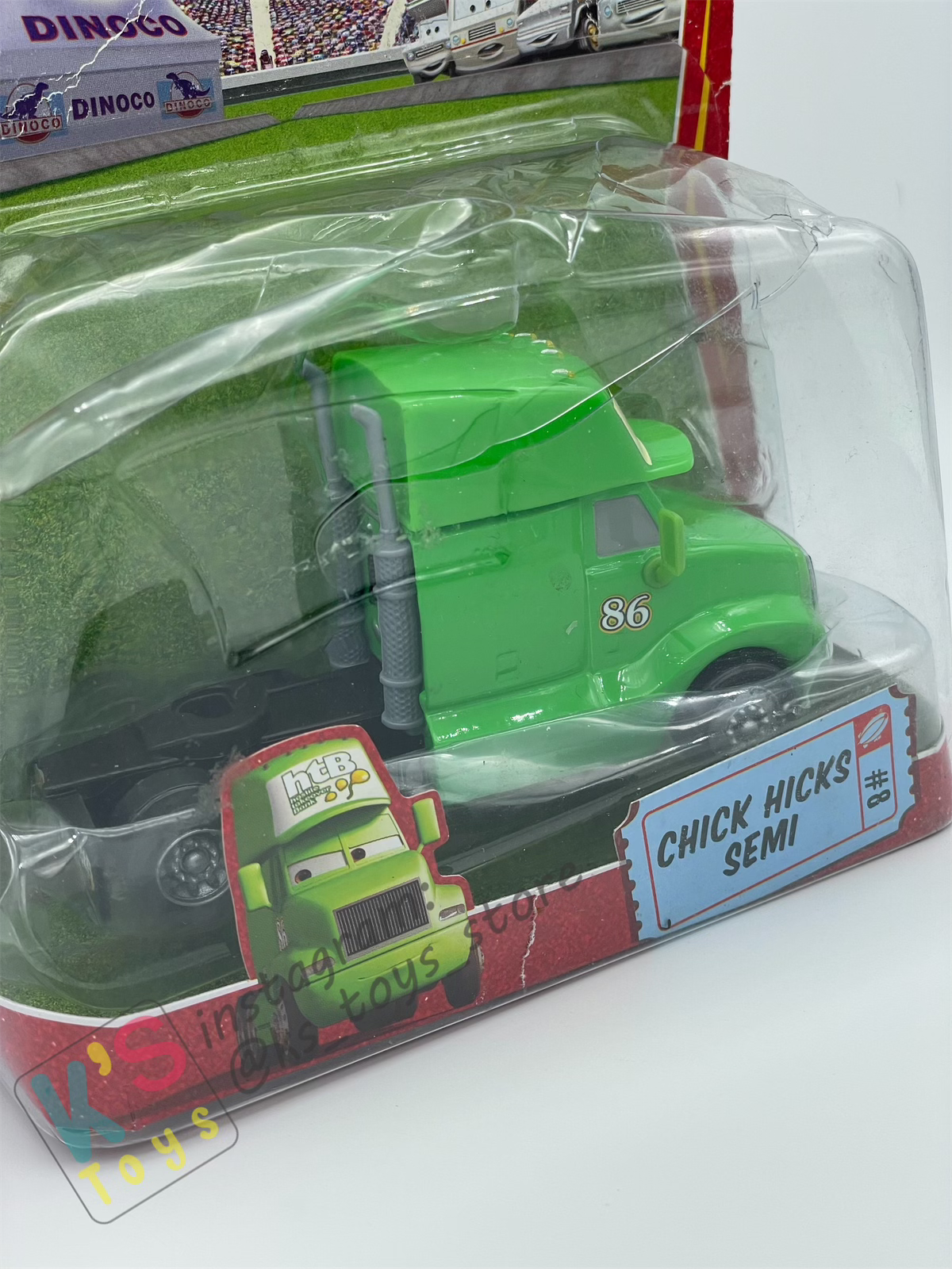 DELUXE DISNEY PIXAR CARS BY MATTEL, "CHICK HICKS SEMI TRUCK" RACE ORAMA (BLISTER CRACKED) - BNIP