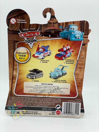 Disney Pixar Cars by Mattel, Tokyo Mater With Oil Stains - Cars Toon - Tokyo Party - BNIP