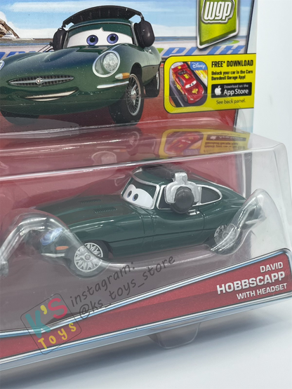 Disney Pixar Cars 1:55 2-Pack by Mattel, BRENT MUSTANGBURGER WITH HEADSET AND DAVID HOBBSCAPP WITH HEADSET - WGP CARS 2 - BNIP