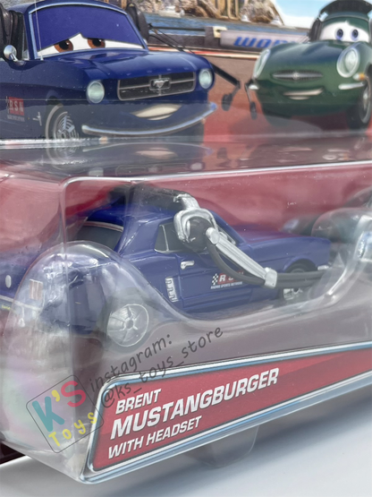Disney Pixar Cars 1:55 2-Pack by Mattel, BRENT MUSTANGBURGER WITH HEADSET AND DAVID HOBBSCAPP WITH HEADSET - WGP CARS 2 - BNIP