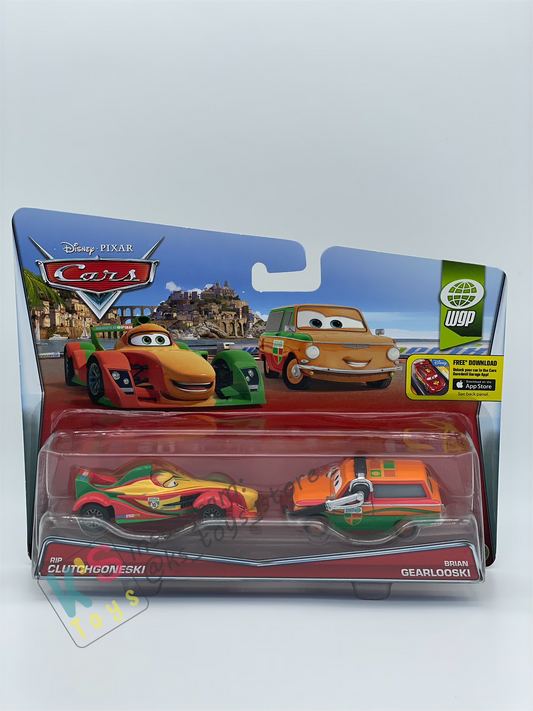Disney Pixar Cars 1:55 2-Pack by Mattel, Rip Clutchgenski and Brian Gearlooski - WGP CARS 2 - BNIP