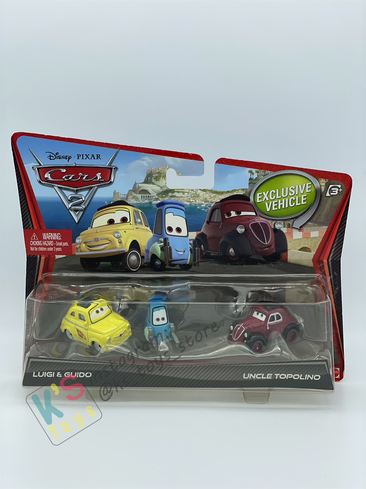 Disney Pixar Cars 1:55 2-Pack by Mattel, Luigi, Guido, and Uncle Topolino - CARS 2 - BNIP