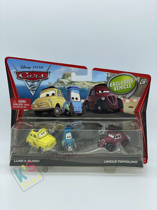 Disney Pixar Cars 1:55 2-Pack by Mattel, Luigi, Guido, and Uncle Topolino - CARS 2 - BNIP