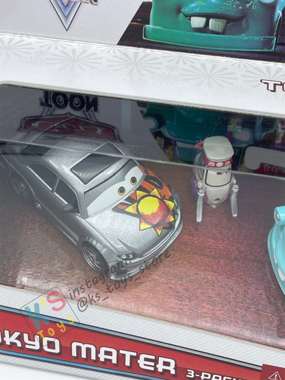DISNEY PIXAR CARS BY MATTEL - TOKYO MATER 3 PACK - MANJI, TOKYO MATER AND TEKI - BNIB
