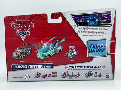 DISNEY PIXAR CARS BY MATTEL - TOKYO MATER 3 PACK - MANJI, TOKYO MATER AND TEKI - BNIB