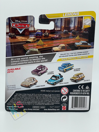 DISNEY PIXAR CARS BY MATTEL 1:55, PETEY PACER -LEMONS SERIES - BNIP