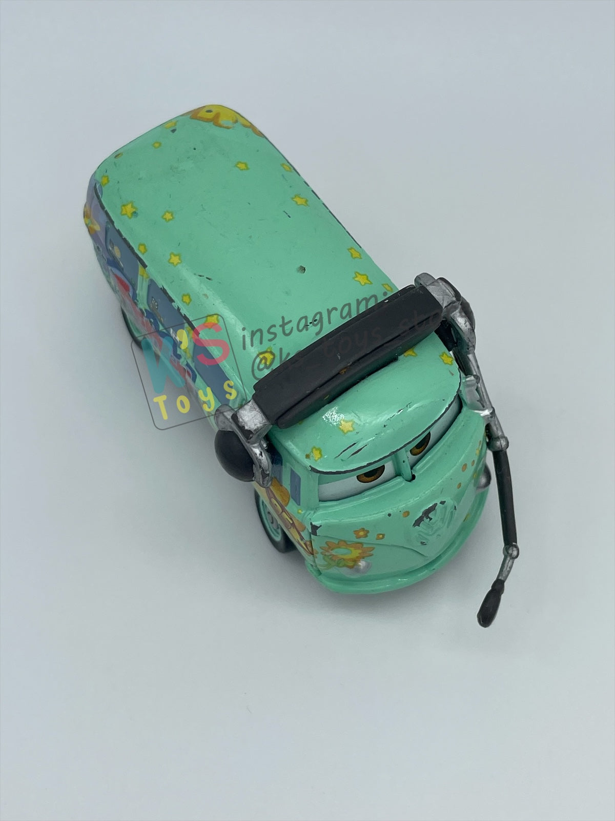 PRE-OWNED / LOOSE DISNEY PIXAR CARS BY MATTEL - "RACE TEAM FILLMORE WITH HEADSET" - PLAYED WITH CONDITION - READ DESCRIPTION!!!!!!!!!!!